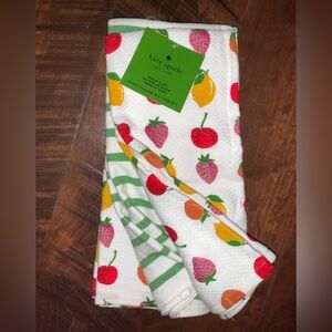 3 Pack Kate Spade Cotton Kitchen Towels, Fruit & Stripes